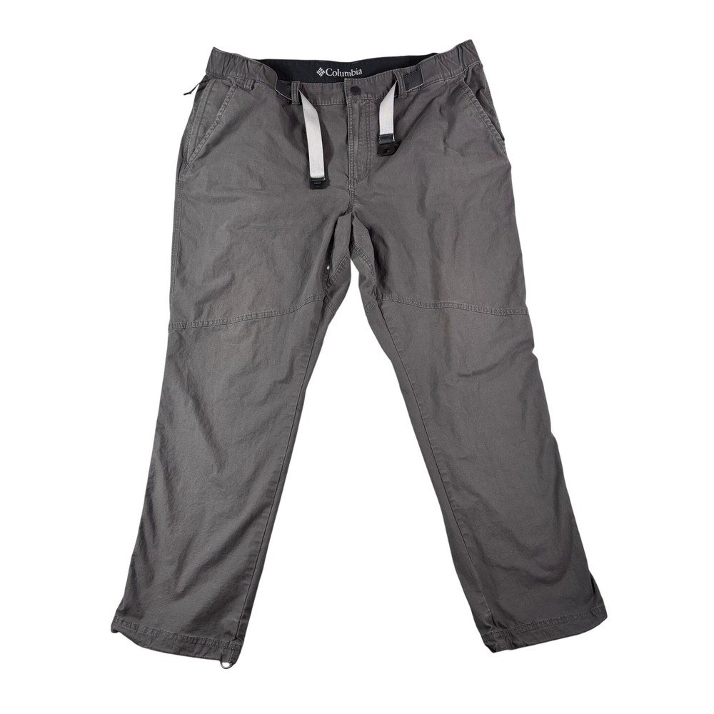 Columbia Mens Hiking Pants 40x30 Gray Ripstop Belted Outdoor Cargo Trousers